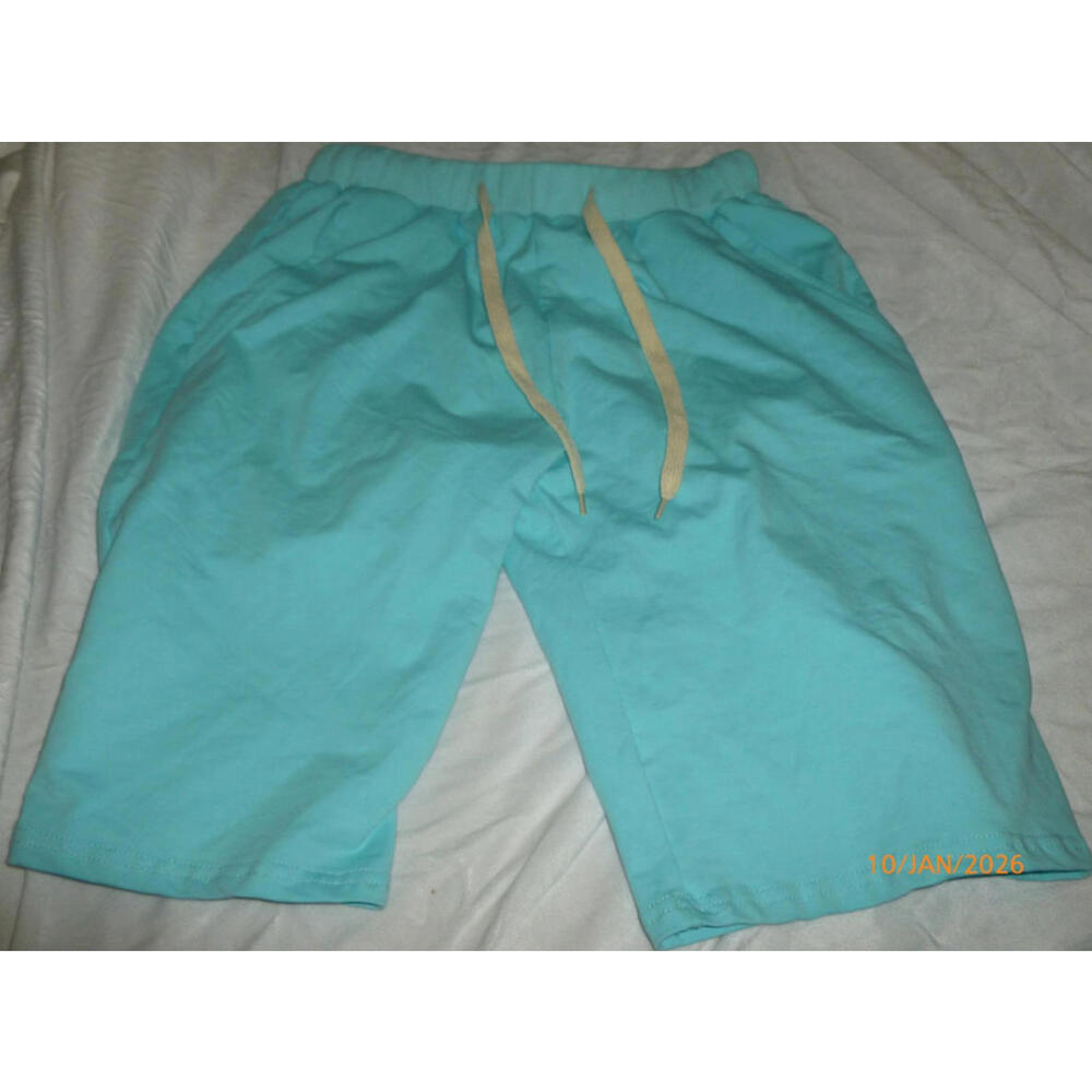 NEW VtuAol Elastic Waist Drawstring Shorts Womens Blue Cotton Size S